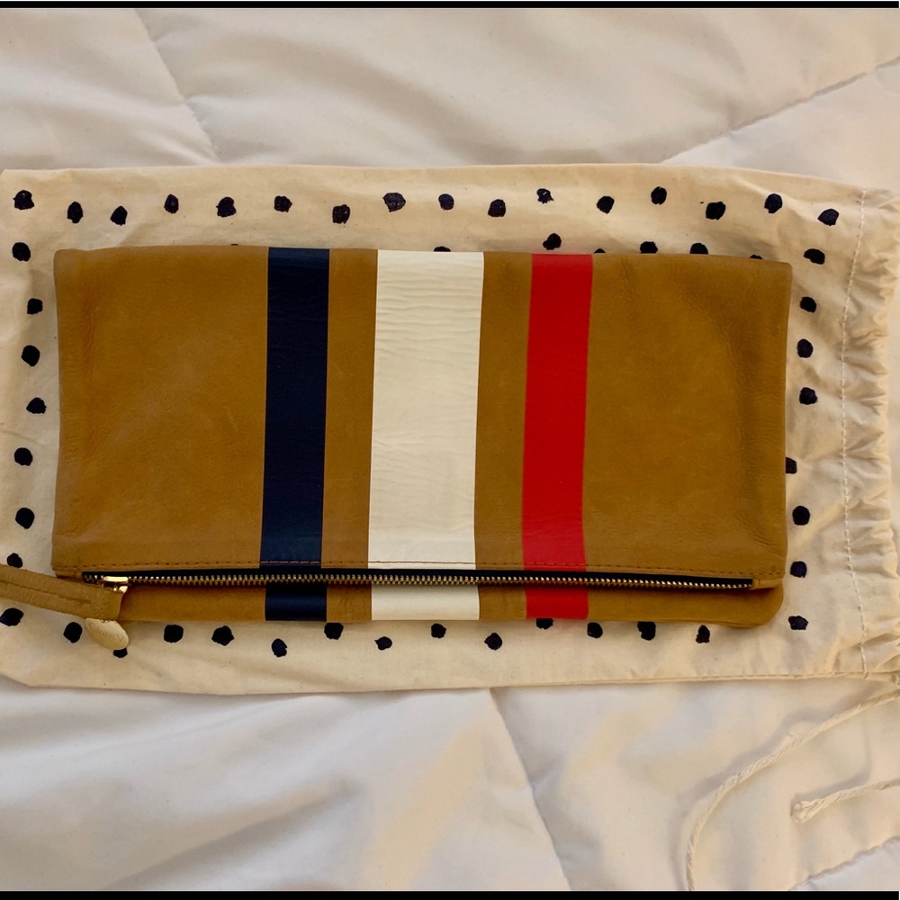 Clare V. Foldover Clutch in Red, White, and Blue
